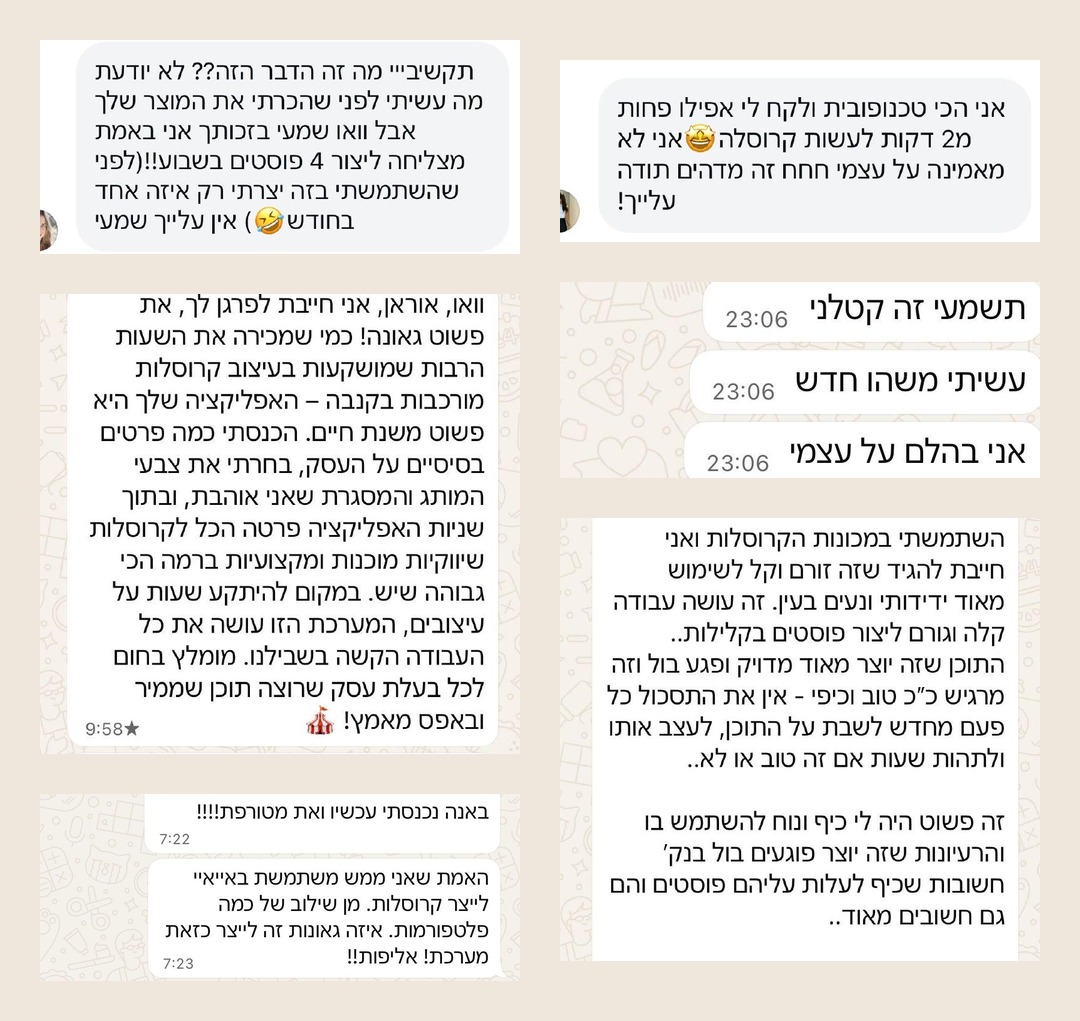 המלצות לקוחות על מכונת הקרוסלות